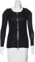 Thumbnail for your product : Burberry Leather-Trimmed Zip-Up Cardigan