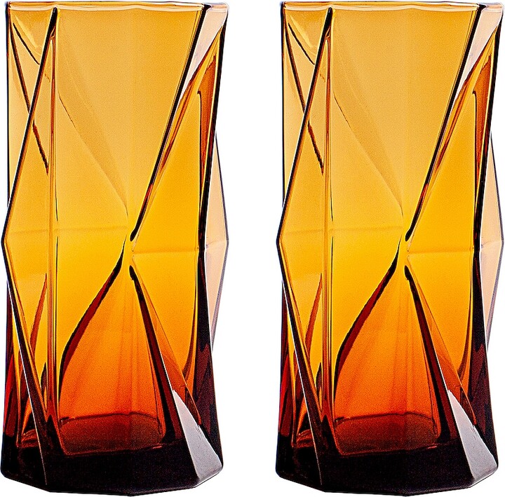 MAX ID NY Ghost Highball Glass Pair in Orange