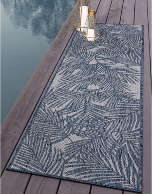 Tra Floral Blue/Cream Indoor&Outdoor Area Rug