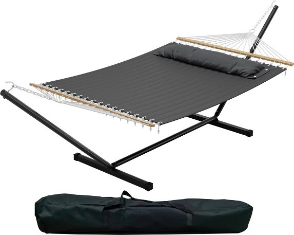 TROPOW 2PersonHammockwithStandHeavyDutyHammockwithCarryingBagSoftPillow475lbsCapacityFreestanding&PortableforPatioGardenCamping