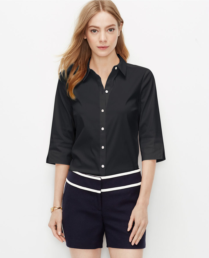 Ann Taylor Perfect Short Sleeve Button Down Shirt - ShopStyle