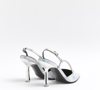 River Island Womens Silver Sling Back Court Shoes