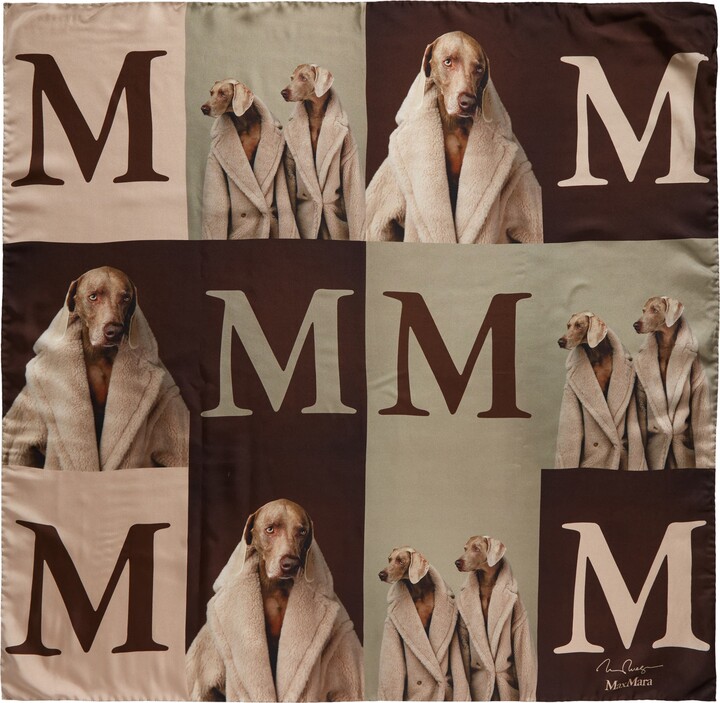 MAX MARA: silk blend scarf with jacquard monogram - Pink