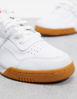 Reebok Workout Plus sneakers in white with gum sole - ShopStyle