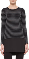 Thumbnail for your product : Akris Punto Striped Knit Long-Sleeve Tunic, Black/Cliff/Grave