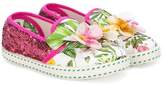 Thumbnail for your product : MonnaLisa sequinned tropical slip-on sneakers