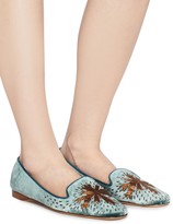 Thumbnail for your product : Emma Hope Star embroidered velvet loafers