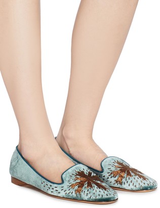 Emma Hope Star embroidered velvet loafers