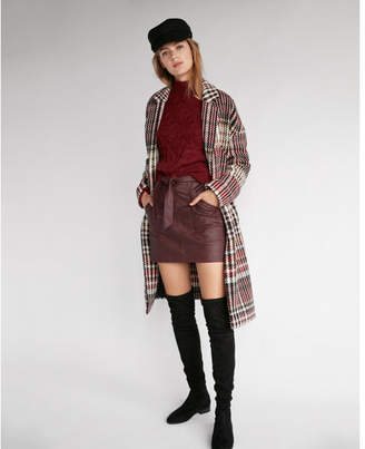 Express textured plaid cocoon coat