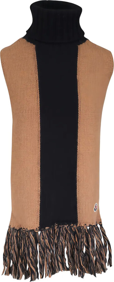 Moncler Turtleneck Fringed Poncho