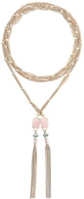 Iosselliani Elegua rose quartz scarf necklace