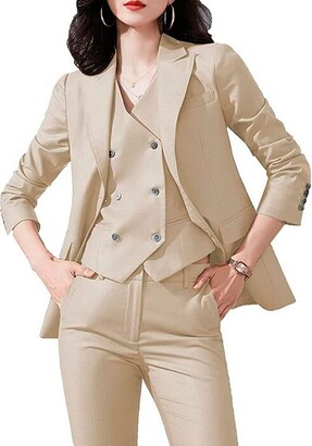 Women's 3 Pieces Set Formal Jacket Coat and Vest Pant Business