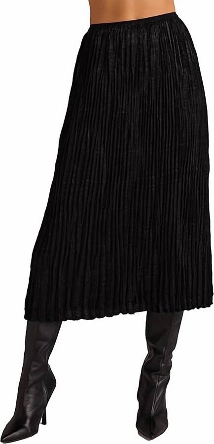 Bella Dahl Variegated Pleat Midi Skirt In Black
