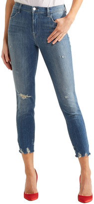 J Brand Alana Cropped Distressed High-rise Skinny Jeans