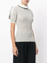 Thumbnail for your product : Sonia Rykiel ruffle striped short sleeve sweater
