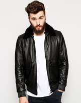 Thumbnail for your product : Nudie Jeans Leather Pilot Jacket Tjalle Detatchable Faux Fur Collar