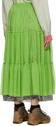 paria /FARZANEH Green Mesh Midi Skirt