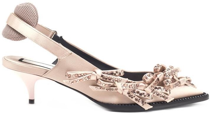 slingback heels with bow