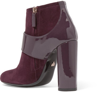 Lanvin Buckled Suede And Patent-Leather Ankle Boots