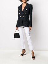 Thumbnail for your product : Balmain Textured Double-Breasted Fitted Blazer