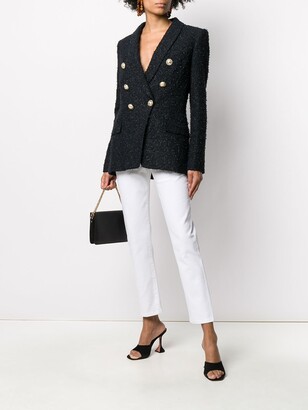 Balmain Textured Double-Breasted Fitted Blazer
