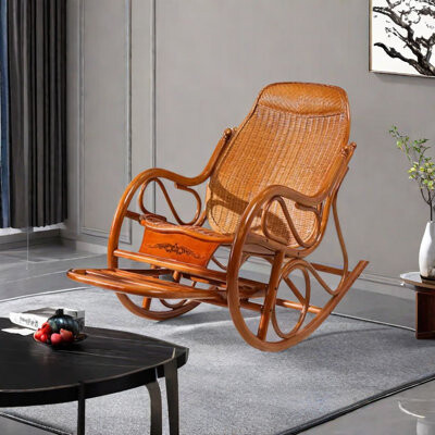 SUPROT Handmade Natural Rattan Chair Rocking Chair
