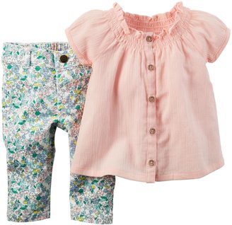 Carter's Floral Jeggings (Baby) - Pink - 12 Months