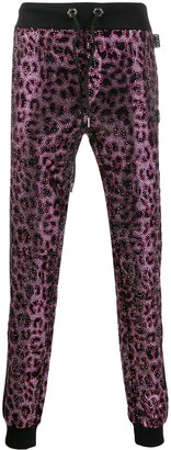 Philipp Plein Pink Paradise crystal-embellished leopard sweatpants