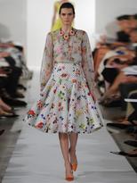 Thumbnail for your product : Oscar de la Renta Floral polka-dot chiffon blouse