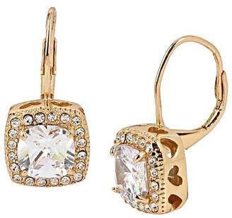 Betsey Johnson Betsey Blue Square Crystal Drop Gold Earrings