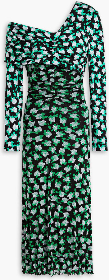 Diane von Furstenberg Leia one-shoulder floral-print jersey and stretch-mesh midi dress