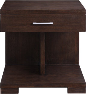 Latitude Run Walnut Table With Poplar Wood Top And Convenient Storage Drawer Walnut End Smooth-Gliding Bottom Shelf