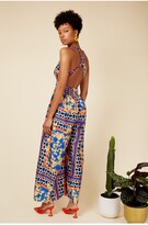 Thumbnail for your product : Little Mistress Blue Multi Print Cross Back Strappy Jumpsuit