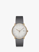 Thumbnail for your product : Junghans 041/7857.00 Unisex Max Bill Date Leather Strap Watch, Grey
