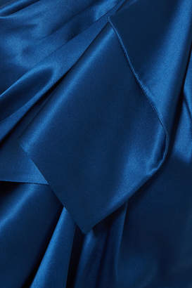 Alexandre Vauthier Open-back Ruffled Stretch Silk-satin Halterneck Gown - Royal blue
