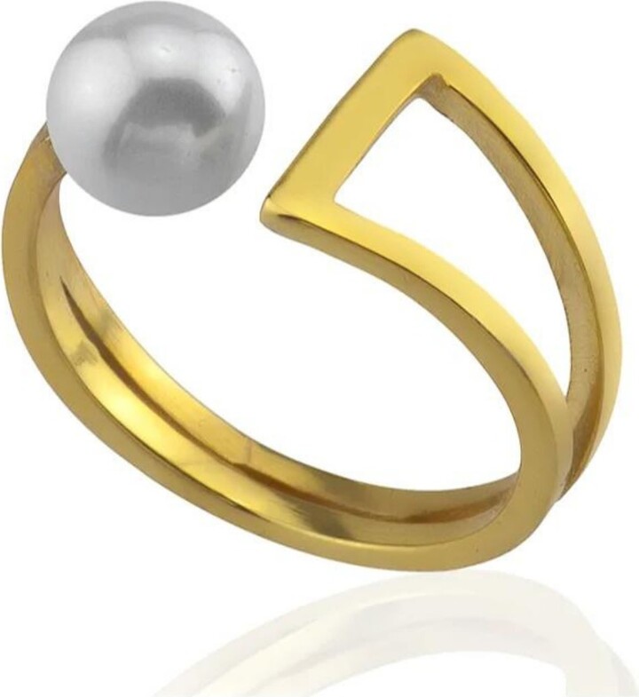 Linya Jewellery Gold Natural Pearl Adjustable Ring
