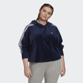 adidas Velour Cropped Hoodie (Plus Size) Collegiate Navy 1X Womens -  ShopStyle