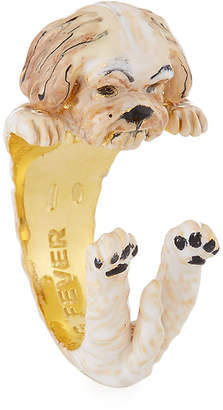 Visconti & Du Reau Shih Tzu Plated Enamel Dog Hug Ring, Size 8