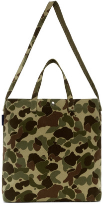 Comme des Garcons Homme Beige and Green Cotton Canvas Tote