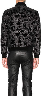 Saint Laurent Printed Jacket in Black & Silver | FWRD