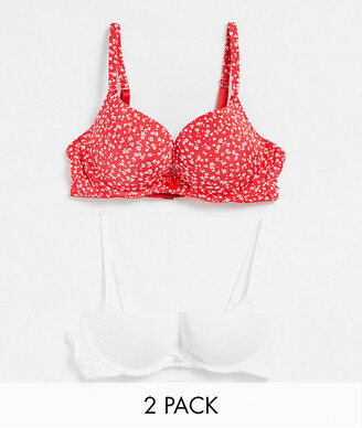 New Look 2 pack push up bra in flower print - ShopStyle