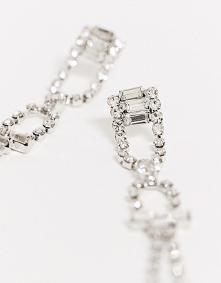 True Decadence crystal statement drop earrings in silver