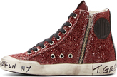Thumbnail for your product : Golden Goose Red Glitter Francy Sneakers