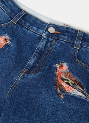 Stella McCartney Women’s Bird Embroidered Slim Leg Jeans in Blue