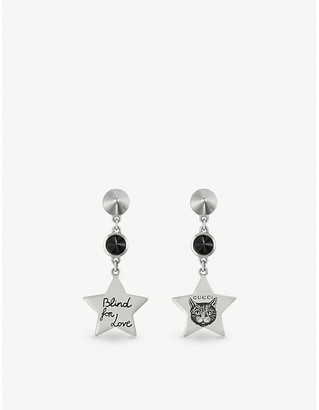 Gucci Blind for Love star-shaped sterling silver and black spinel earrings