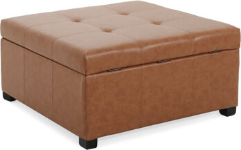 Faux Leather Tufted Storage Ottoman
