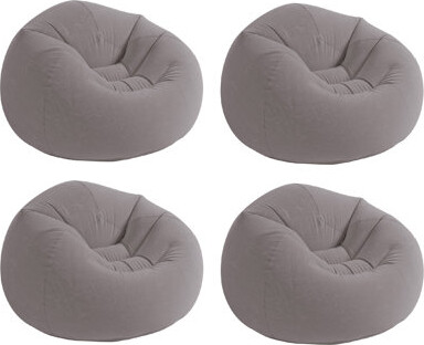 Intex Inflatable Contoured Corduroy Beanless Bag Lounge Chair, Gray