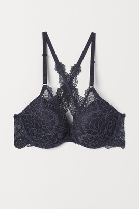 H&M Push-up Bra with Lace Back - Blue