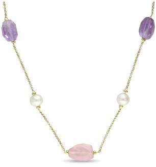Catherine Malandrino Freshwater Cultured Pearl And Gems Station Necklace.