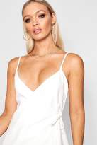 Thumbnail for your product : boohoo Strappy Wrap Front Denim Dress